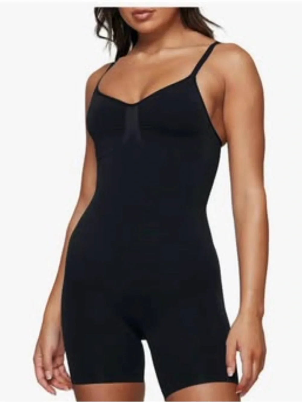 Seamless Shapewear bodysuit shorts black XS/S adjustable straps tummy controlNWT